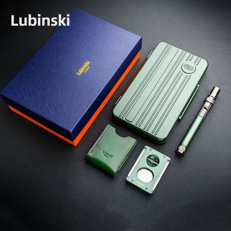 LUBINSKI新款高档便携雪茄保湿盒航空铝合金3CM五支装旅行烟盒包