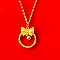 【珊珊专享】足金999饰品 蝴蝶结平安扣项链 GP 7.28