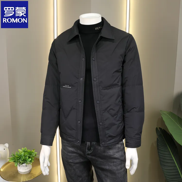 Romon/罗蒙秋冬季羽绒服男士外套新款休闲夹克工装夹克衫百搭翻领