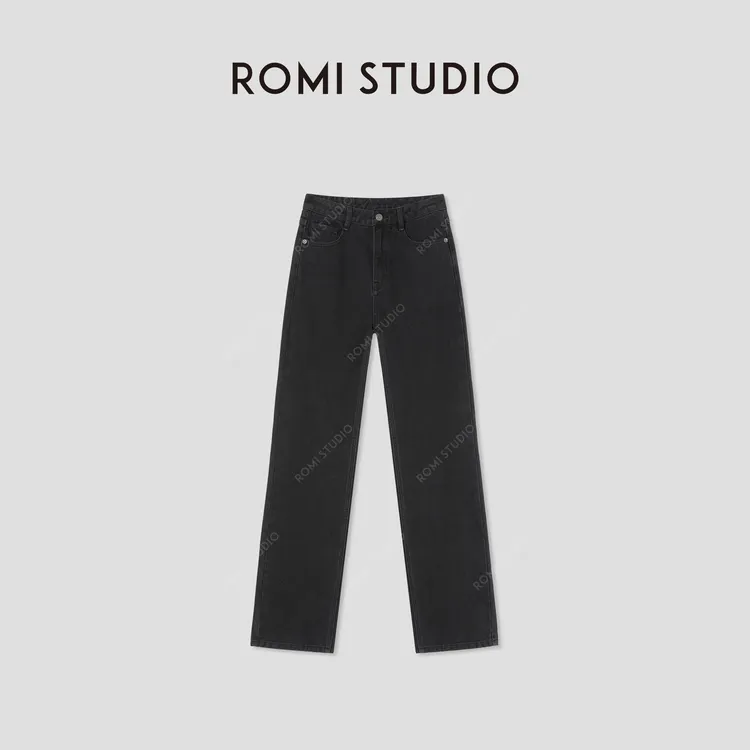 ROMI STUDIO“都市休闲”长绒竹节棉绳染雾感直筒牛仔裤 RWBLXT1474