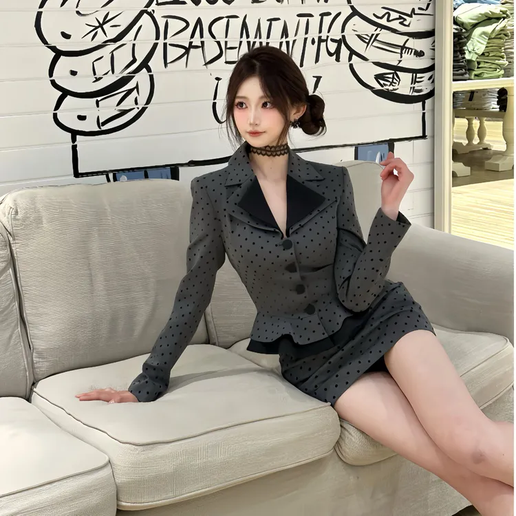 【精选优品】新款网红法式ins风波点高腰时尚套装25125