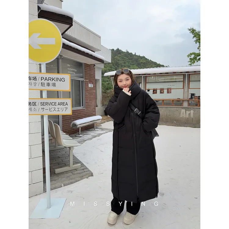 应小姐【纽约时报】微胖大码显瘦冬季90绒子白鸭绒设计中长款羽绒服