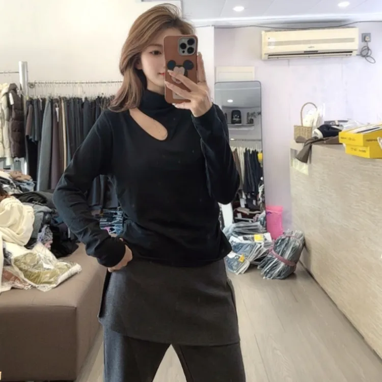 冬款时尚镂空显瘦抓毛上衣5347