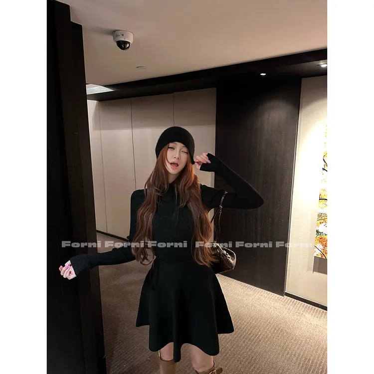 FORNI 万人迷套装 丝光羊毛polo衫半裙套装