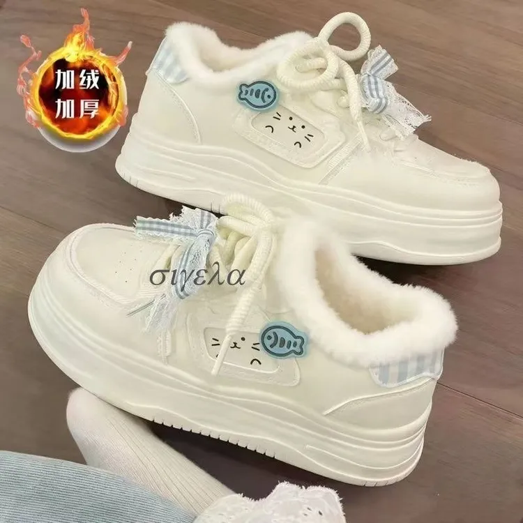 小黄鸭女童运动鞋2025冬季加绒爆款保暖中大童二棉鞋板鞋防滑儿童