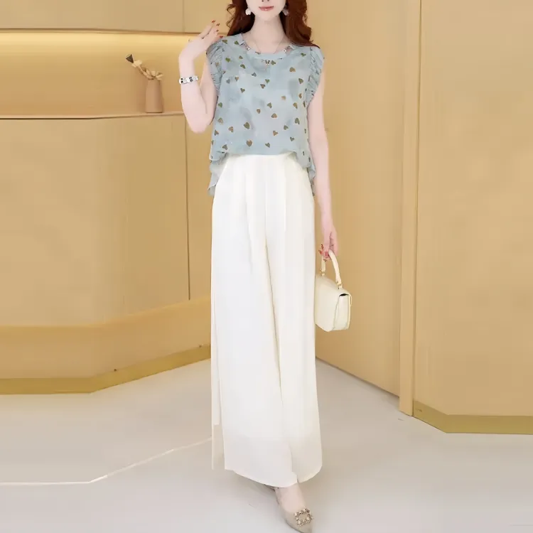 美曦时尚套装显瘦轻奢气质女神夏季两件套裤减龄女宽松百搭韩洋气