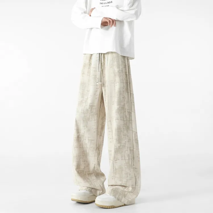 春秋季新款美式扎染休闲裤子男潮牌宽松垂感长裤直筒运动阔腿裤