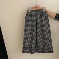 【安安家】女童韩版秋季新款潮流时尚格子花边休闲阔腿裤Z-KXE037