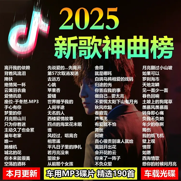 【汽车载CD】2025抖音新歌/酒吧DJ/粤语/老歌无损音质音乐光盘