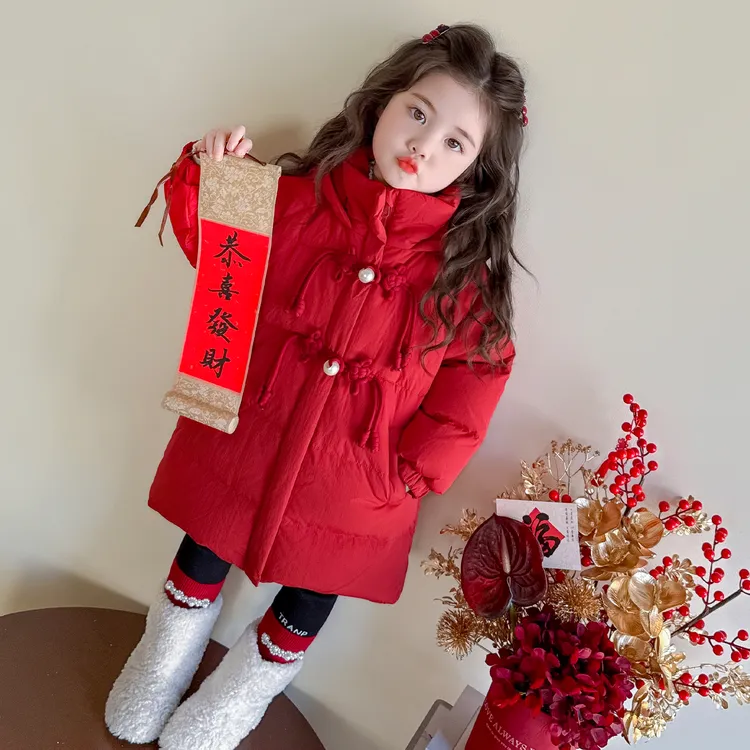 女童中国风羽绒服儿童洋气加厚羽绒衣小女孩宝宝冬装外套2025新款