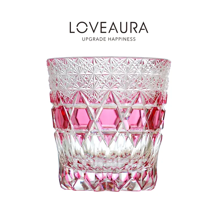 【女神系列】粉色控江户切子高端水晶杯创意酒杯威士忌洋酒杯礼物杯