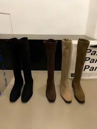 【封后轻奢设计】粗跟绒面瘦瘦靴2025秋冬新款加绒长靴-28