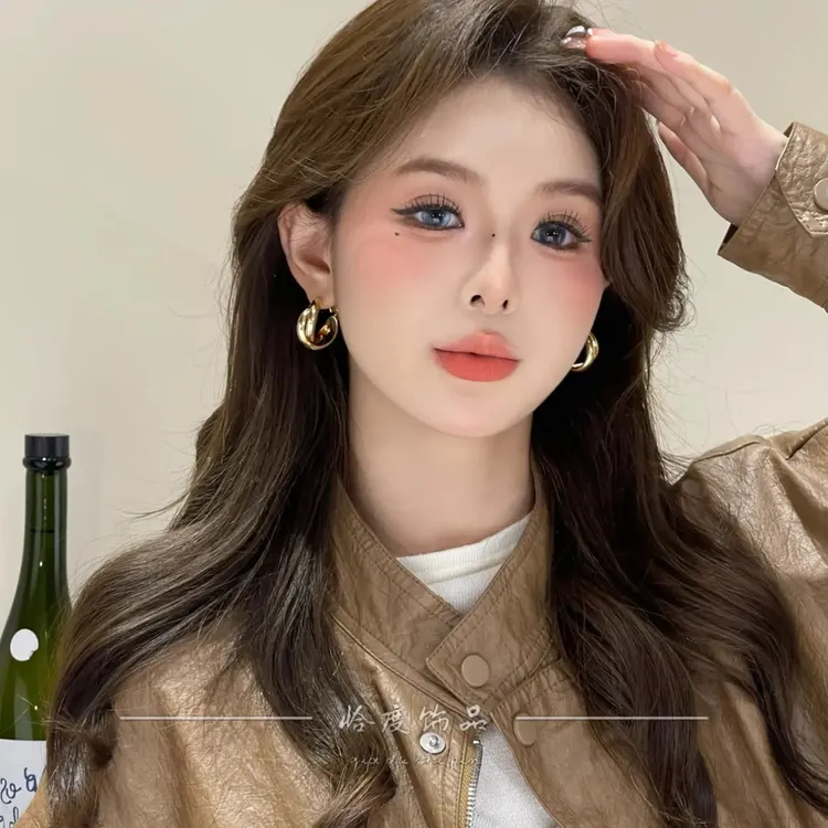 铜合金耳饰 【创意】日韩轻奢金属复古耳扣气质百搭