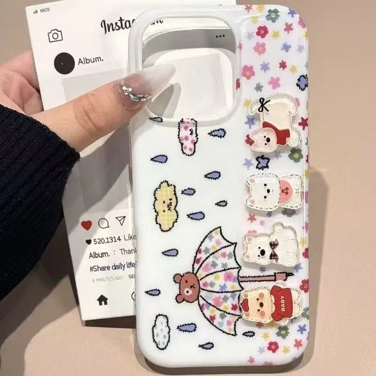 创意雨伞小狗适用iphone17/16双层IMD手机壳华为oppo小米17vivo套