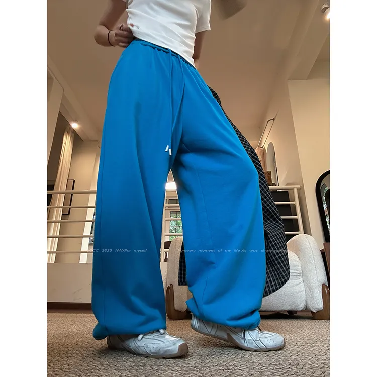 JCCC影子【克莱因松弛】蓝色直筒阔腿宽松慵懒风长裤JE5BBK10