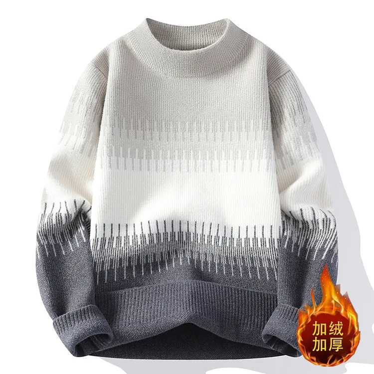 青少年初高中学生大童男冬季加厚保暖针织打底衫半高领亲肤毛线衣