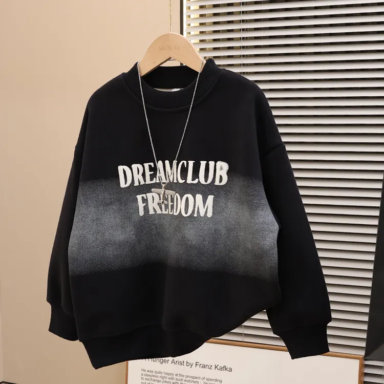 童装男童加绒卫衣2025新款中大儿童加厚保暖上衣宽松秋冬装帅气潮