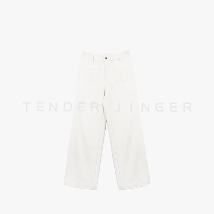 Tender Jinger｜线下专供 法式简约直筒白色牛仔裤T54XJ226X