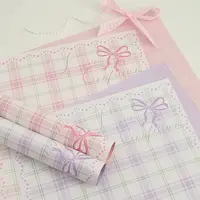 【绿萝】文艺少女指尖的芭蕾简约格子牛皮纸鲜花花束包装纸花艺资材