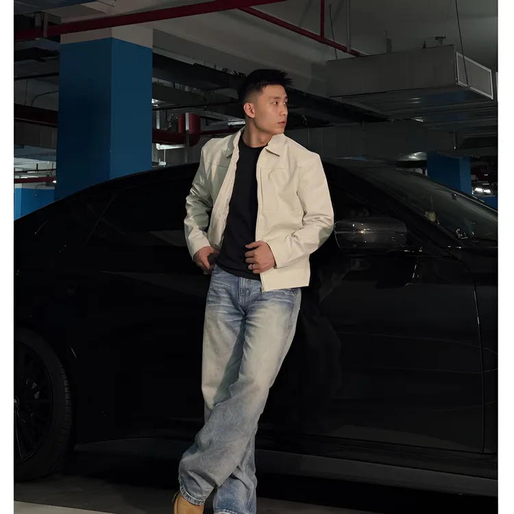 春秋美式商鸟三防行政翻领夹克正肩立体剪裁纯色简约高级挺阔上衣