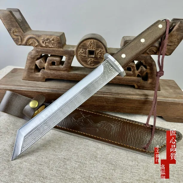 龙泉锦衣卫战刀高锰钢短唐横刀户外多功能便携车载柴刀未开刃