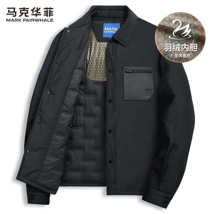 【黑金石墨烯】马克华菲翻领羽绒夹克男2025秋冬新款潮流保暖外套
