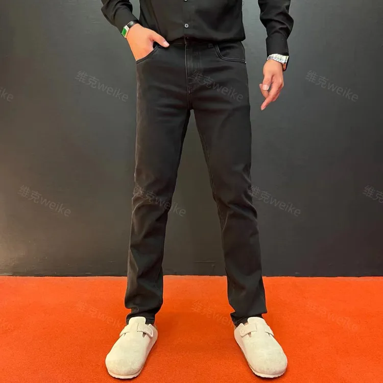 【WEIKE】366秋冬黑灰色/黑色/蓝色 长裤/九分男士修身小直筒牛仔裤