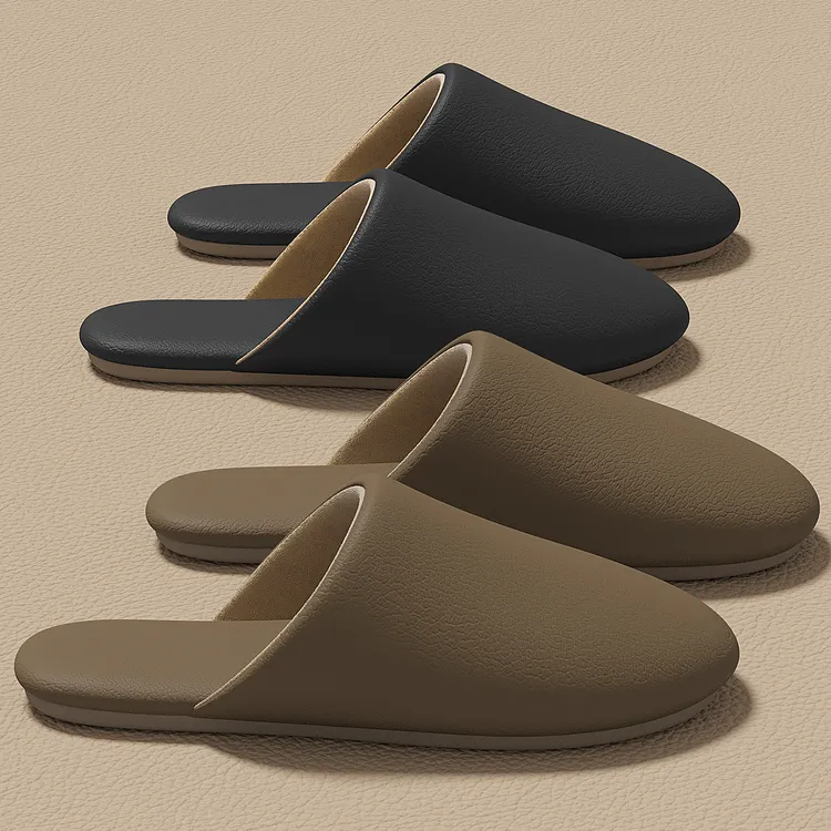 日式静音拖鞋男秋冬室内家居2025新款防滑软底pu家用情侣棉拖女士