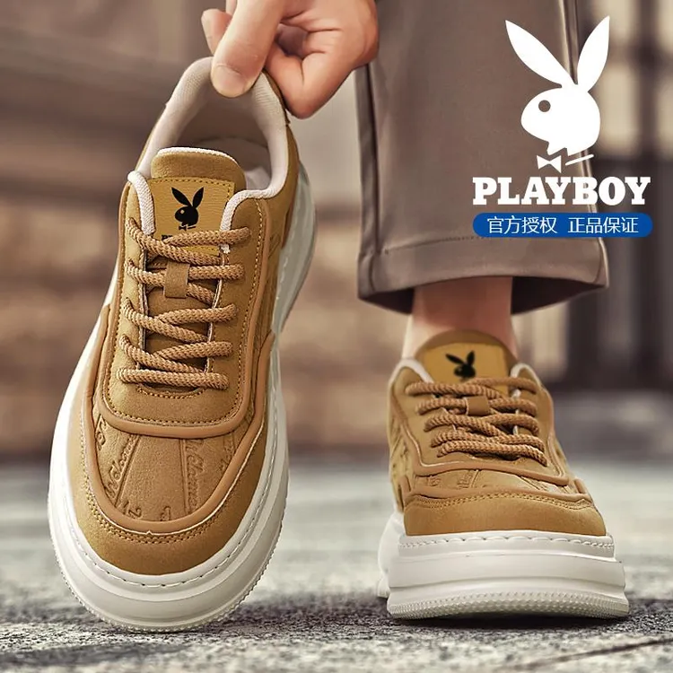 花花公子男板鞋男款2025新款爆款冬季保暖百搭厚底增高防滑休闲鞋