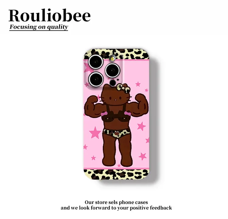 健身黑皮凯蒂适用苹果17promax手机壳iPhone16华为oppo小米vivo套