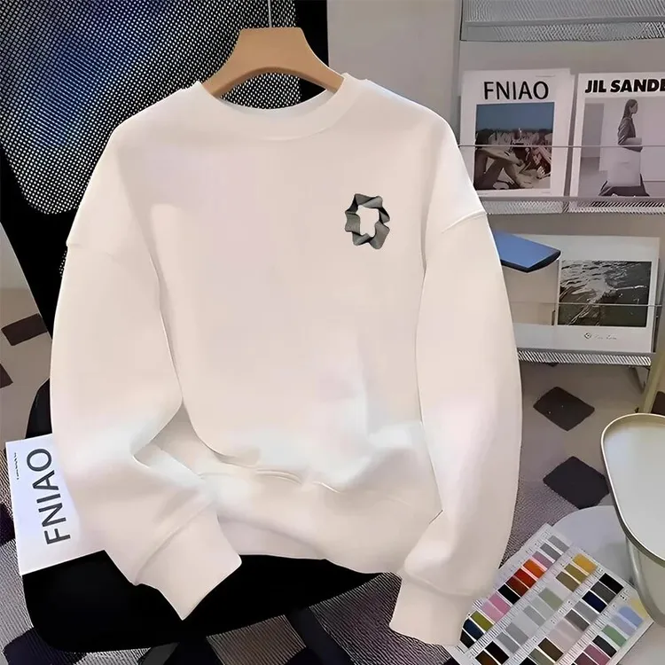 仓石一树潮流轻奢美式2025卫衣男秋冬季痞帅百搭宽松加绒圆领上衣