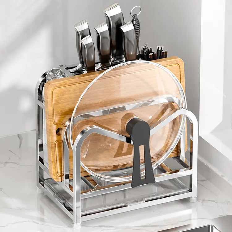 不锈钢砧板架厨房置物架壁挂收纳家用多功能菜板架锅盖架案板架子