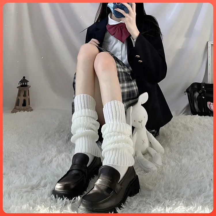 袜套女春秋款爆款2025新款堆堆袜学院风洛丽塔针织小腿袜套Lolita