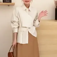 春上新！女士长袖个性不规则设计感衬衫F81