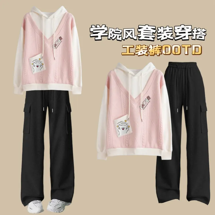 少女大童12-18岁潮款2025新款套装13初中生15潮牌一整套秋季学生