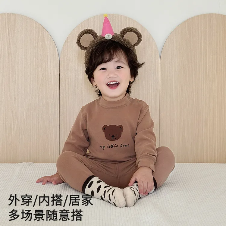 儿童秋冬无骨内衣套装宝宝舒绒纯棉秋衣秋裤男童女童家居服衣服