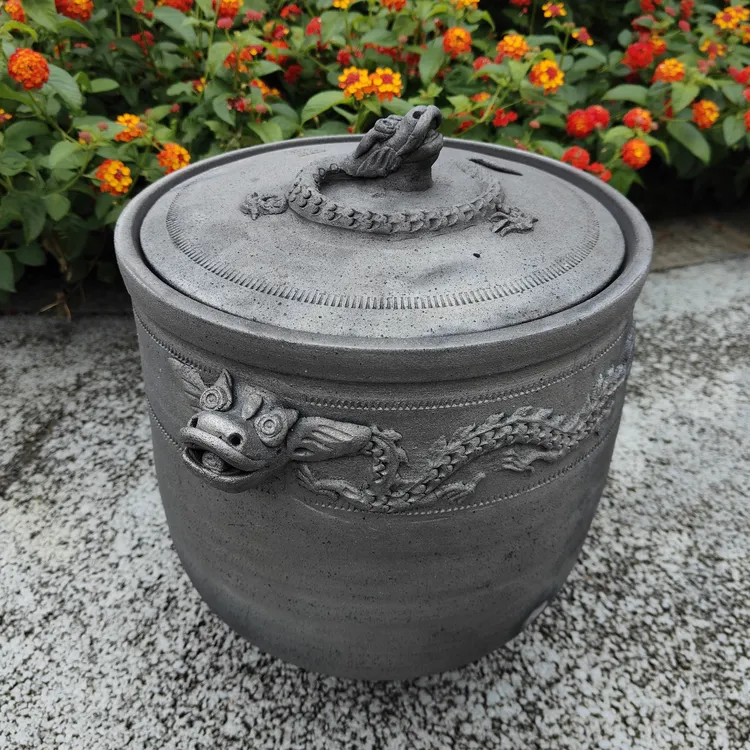 正宗雅安荥经非遗原生态全手工粗砂龙纹款特大号汤锅/炖锅