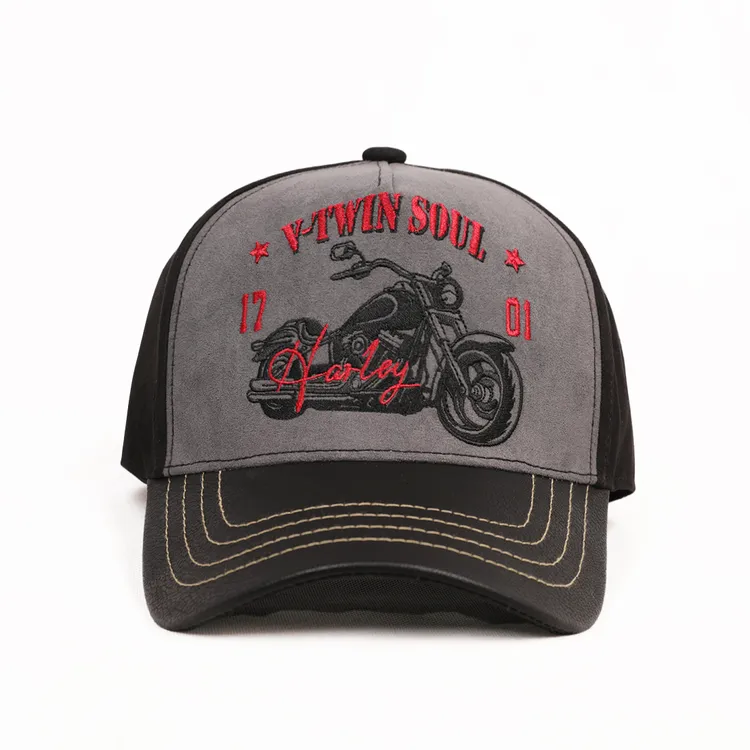 复古美式摩托刺绣冬季鸭舌棒球帽男女户外加深加大卡车司机遮阳帽