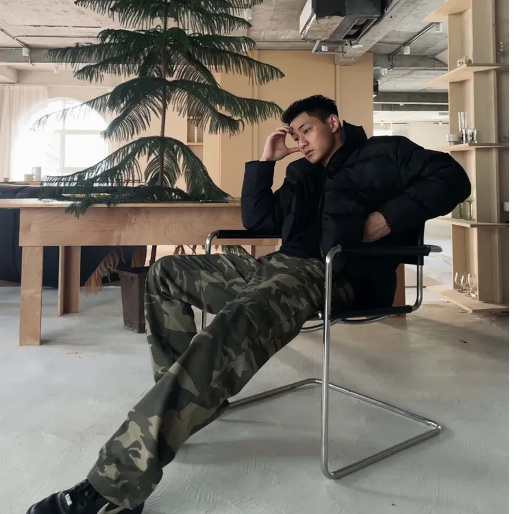 GTAL美式迷彩立体剪裁军鸟裤秋冬复古百搭直筒微喇高级感工装裤