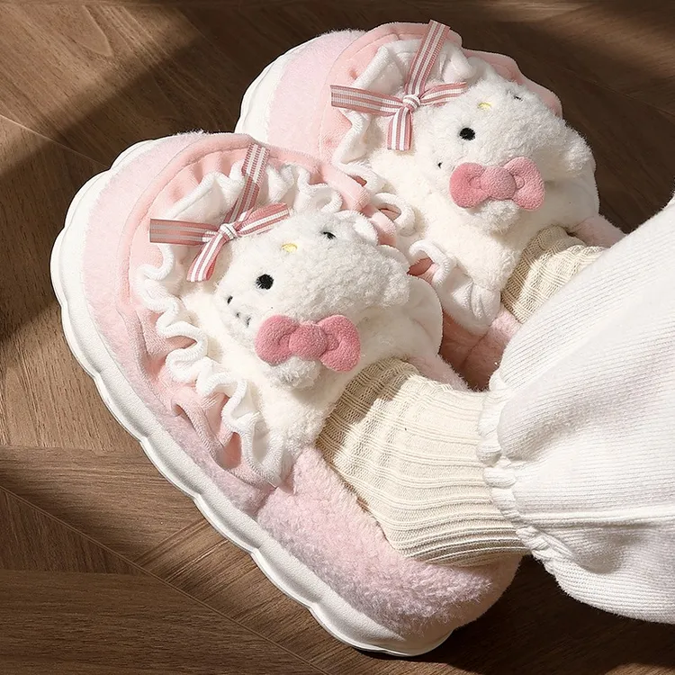 HelloKitty棉拖鞋女款秋冬季2025新款爆款可爱包跟防滑毛绒月子鞋