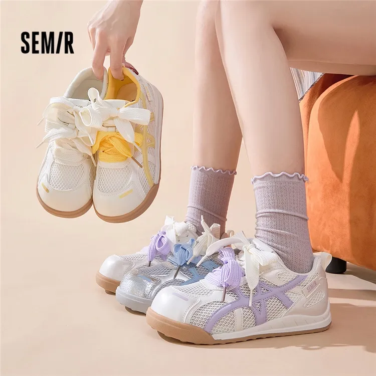 SEMIR网面运动透气ins小白鞋女2025夏季新款时尚百搭休闲板鞋子
