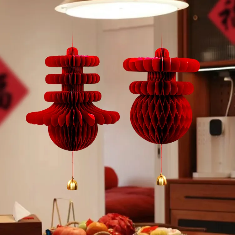 新年立体春字灯笼挂件2026马年蜂窝球装饰品房门壁挂春节过年布置