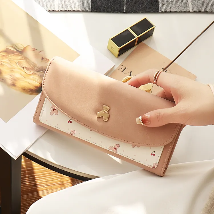 钱包女学生高颜值ins风2026新款时尚百搭小熊长款钱包可爱零钱包