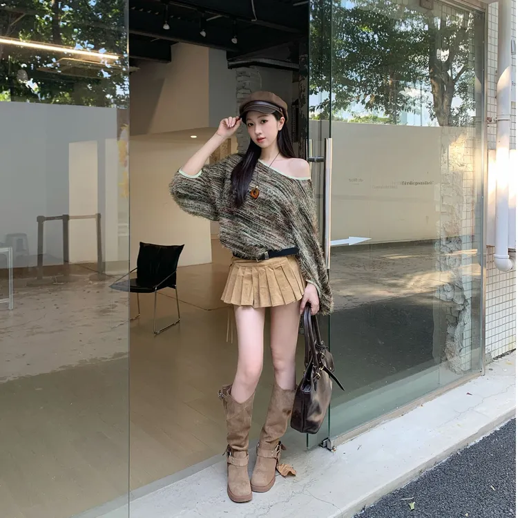 【落叶飘零】复古宽松针织衫女装2025新款秋季穿搭百搭休闲上衣