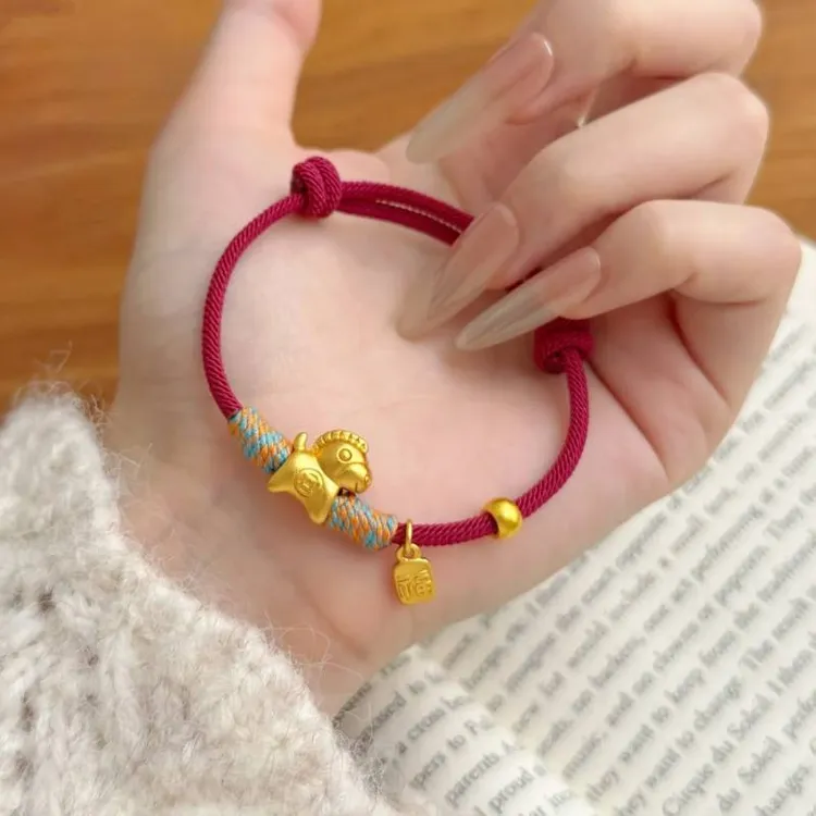 铜合金亚克力手链 同款马上有钱马年红绳手链马本命年红绳编织
