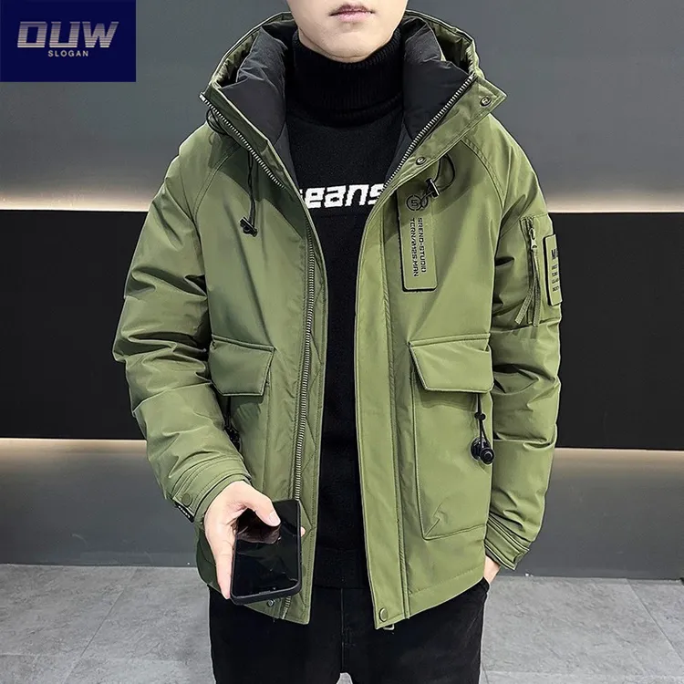 O.U.W冬季羽绒服外套2025新款潮流休闲帅气轻薄保暖男装连帽上衣