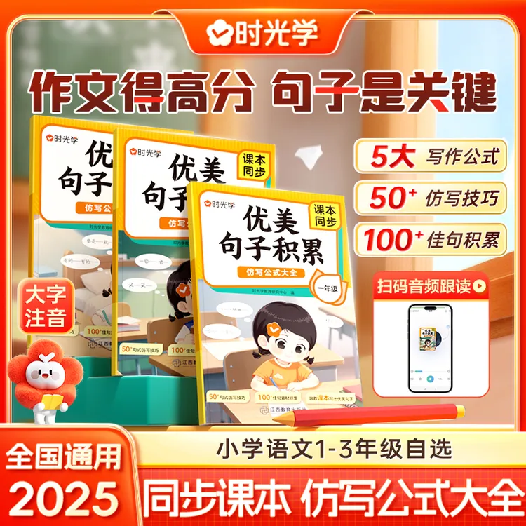 【时光学】优美句子积累 小学1-3年级同步课本高分句子仿写公式大全