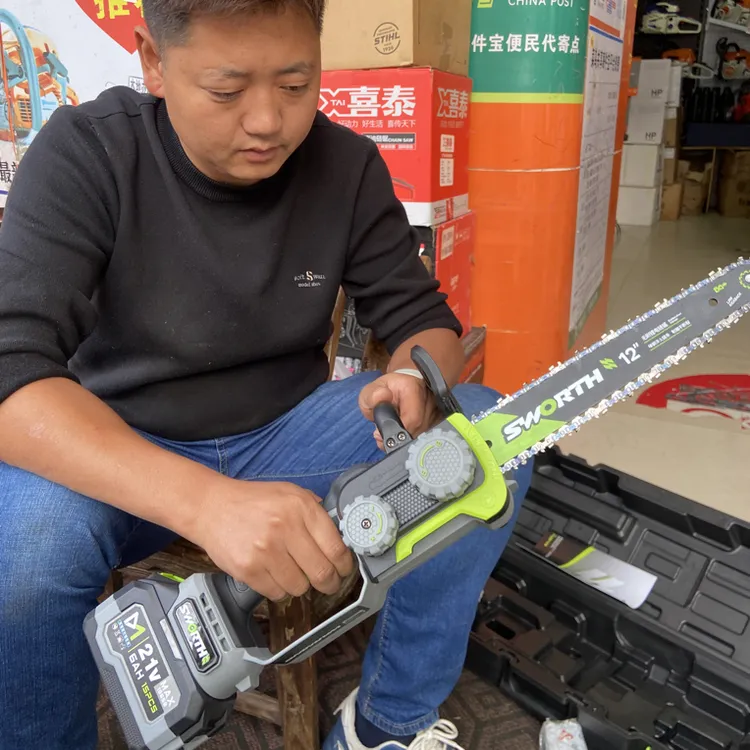 充电锂电锯！21V双电池！电子手刹！