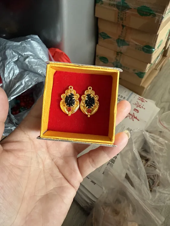 铜合金玻璃耳饰 藏族舞配饰黄铜镀金耳饰藏族饰品