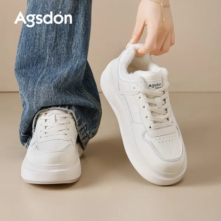 【奥古狮登】男女同款小白鞋5cm增高加绒时尚板鞋P151154+R151154AA